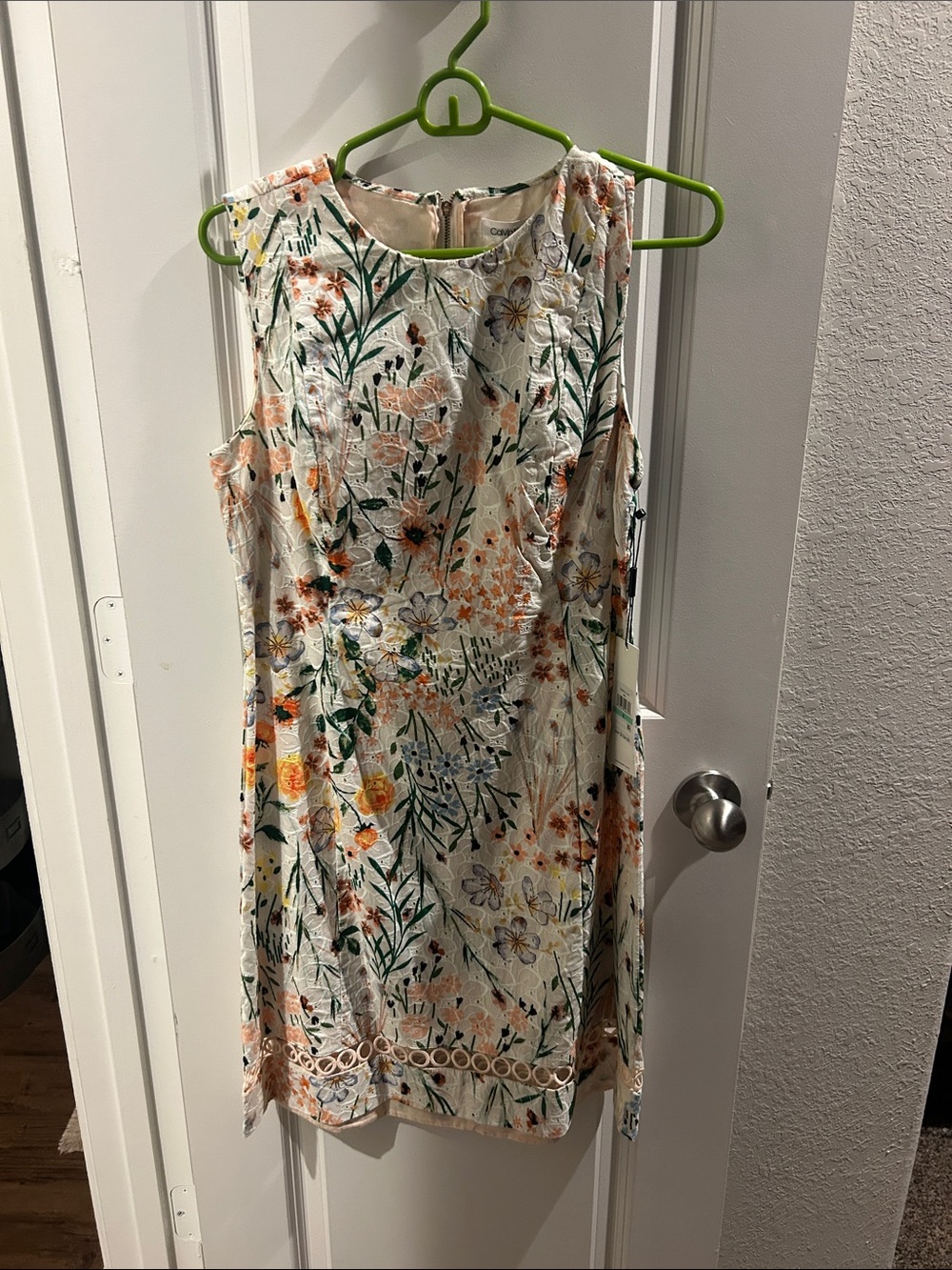 Calvin Klein White Floral Sleeveless Shift Dress